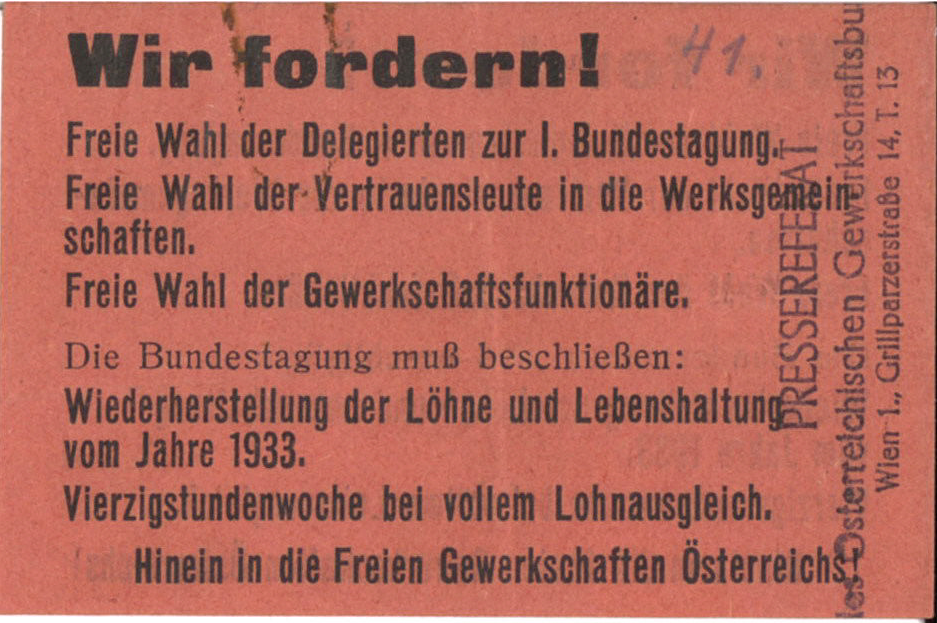 Streuzettel der illegalen Gewerkschafter:innen im Jahr 1933