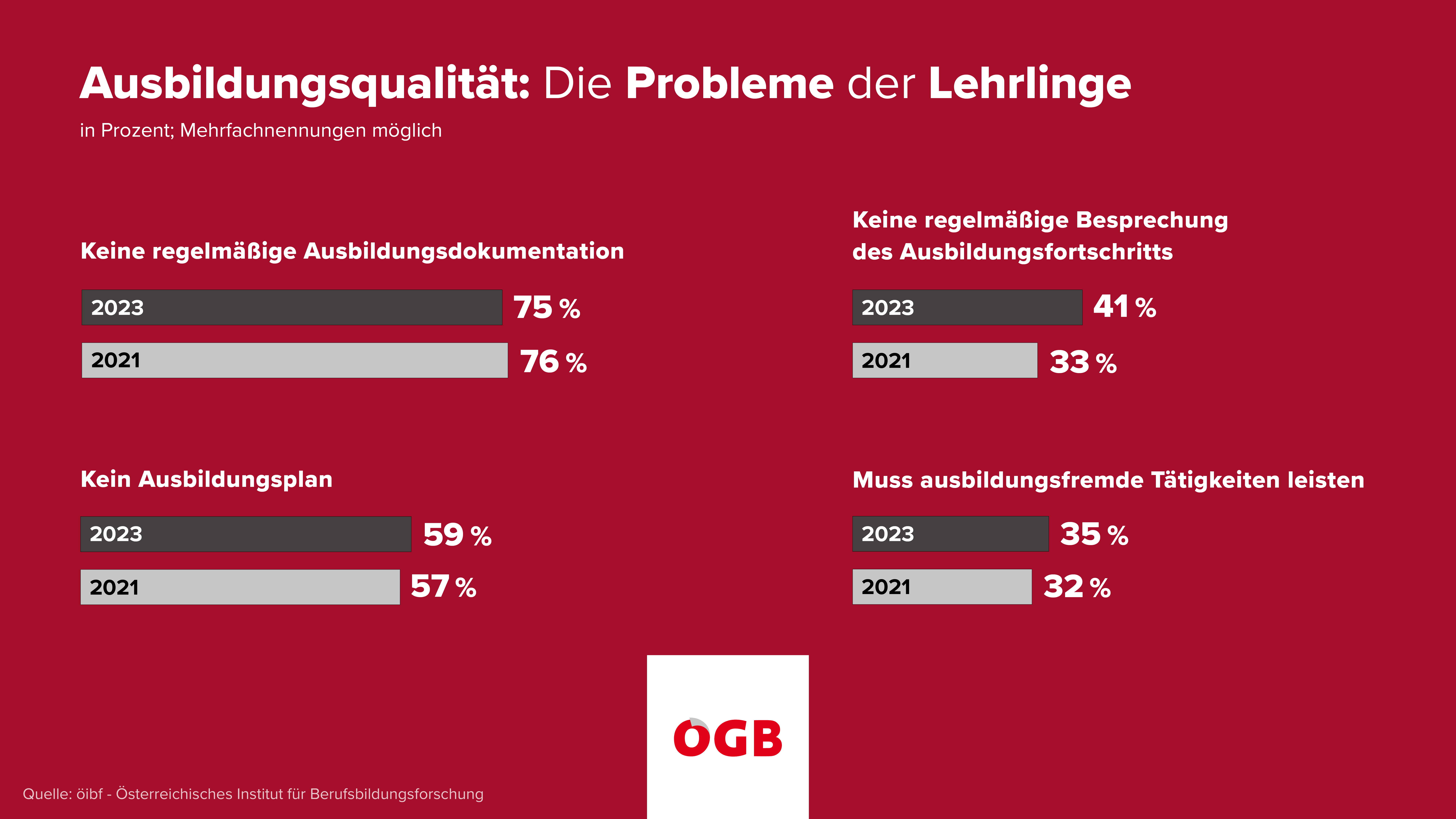 Grafik Ergebnisse über die Probleme in der Lehrausbildung