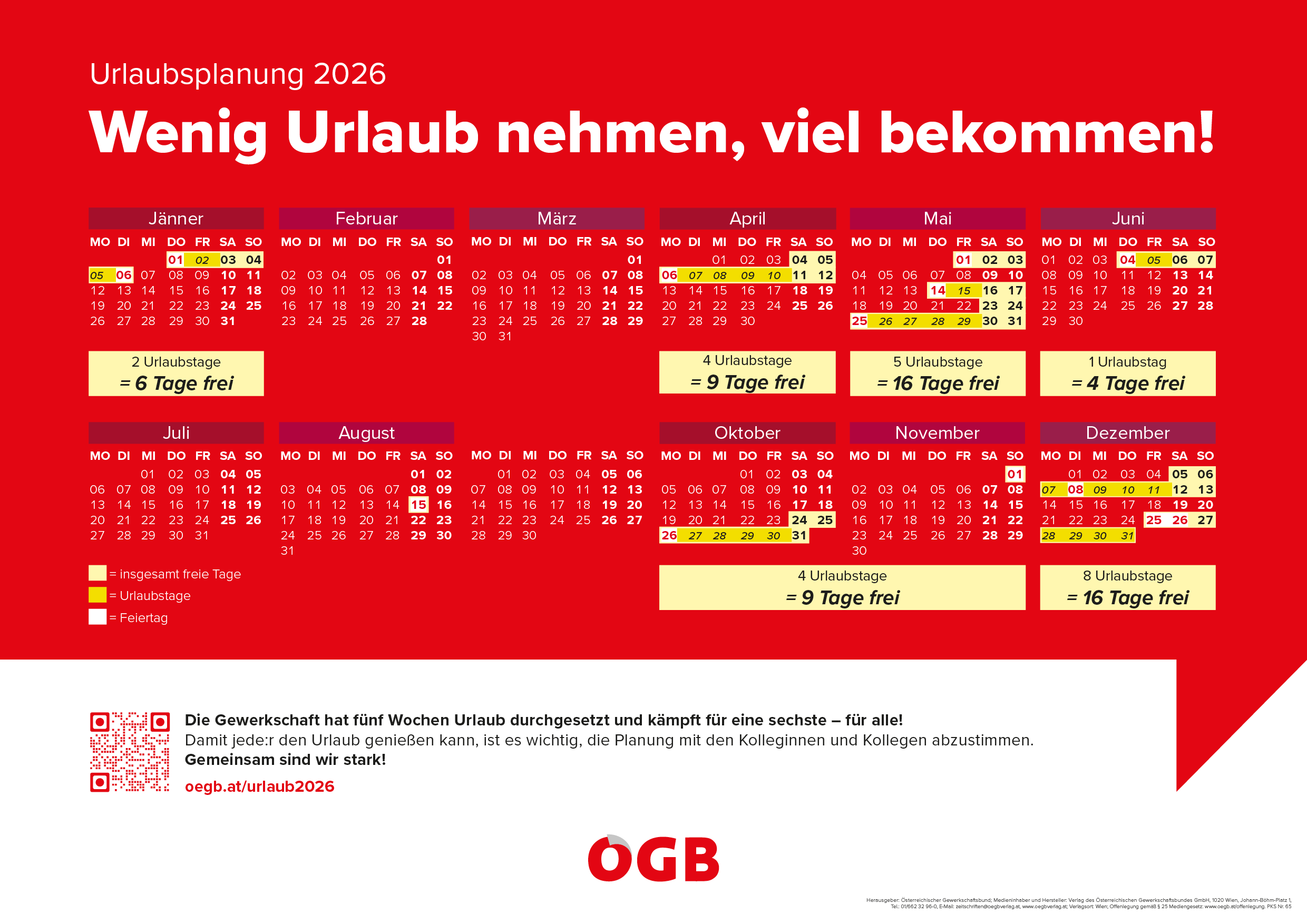 Wenig Urlaub nehmen, viel bekommen!