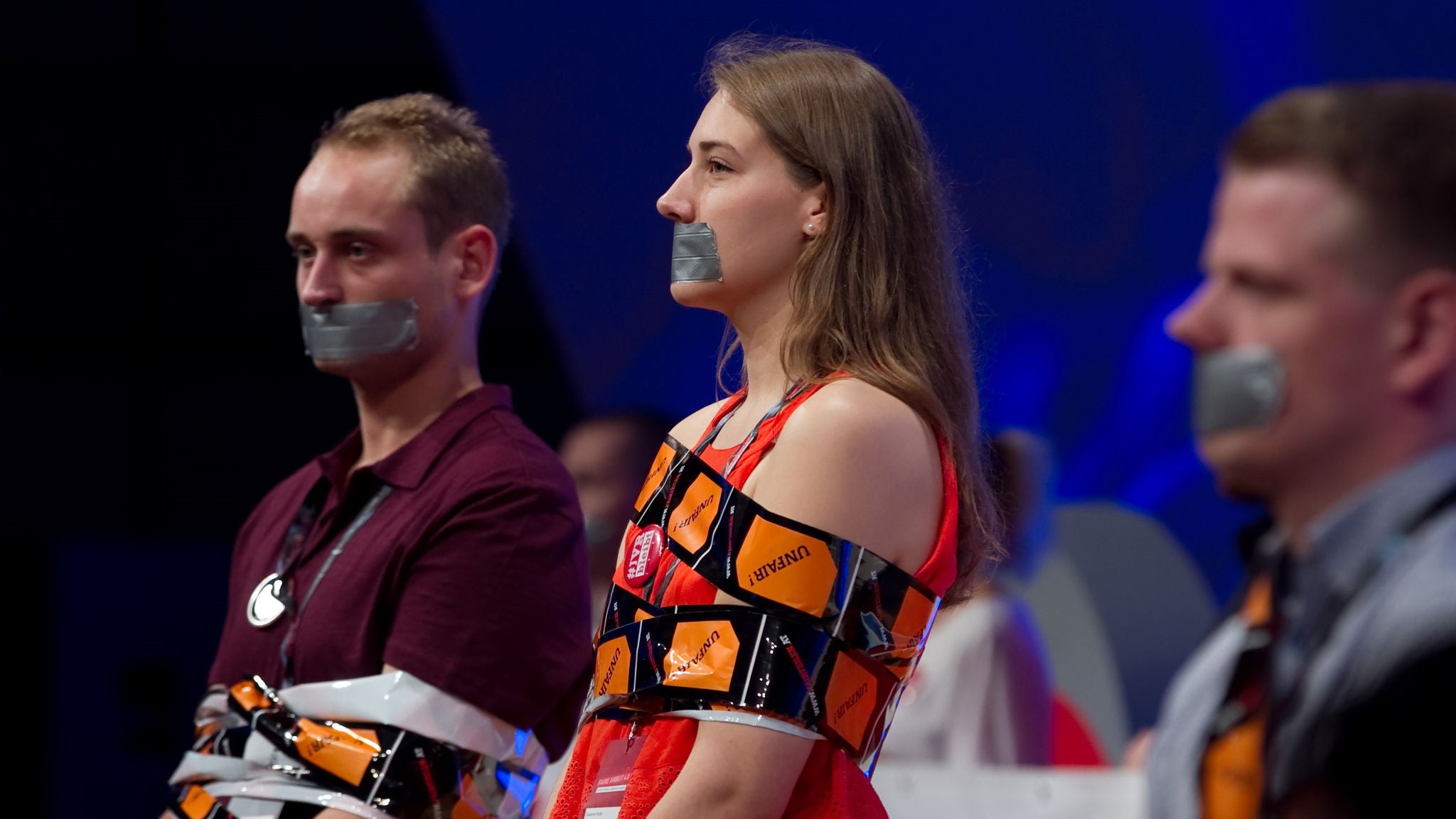 Die damalige ÖGJ-Vorsitzende Susanne Hofer und KollegInnen demonstrierten beim 19. ÖGB-Kongress für den Erhalt der Jugendvertrauensräte. (2018)