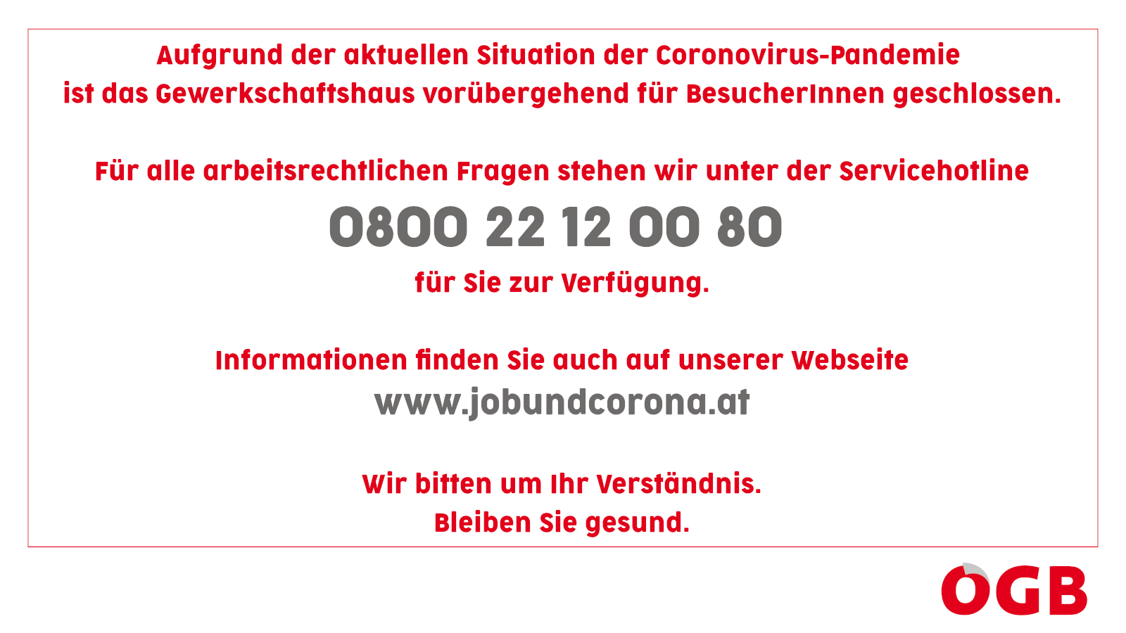 ÖGB und Gewerkschaften in Linz und Bezirken geschlossen