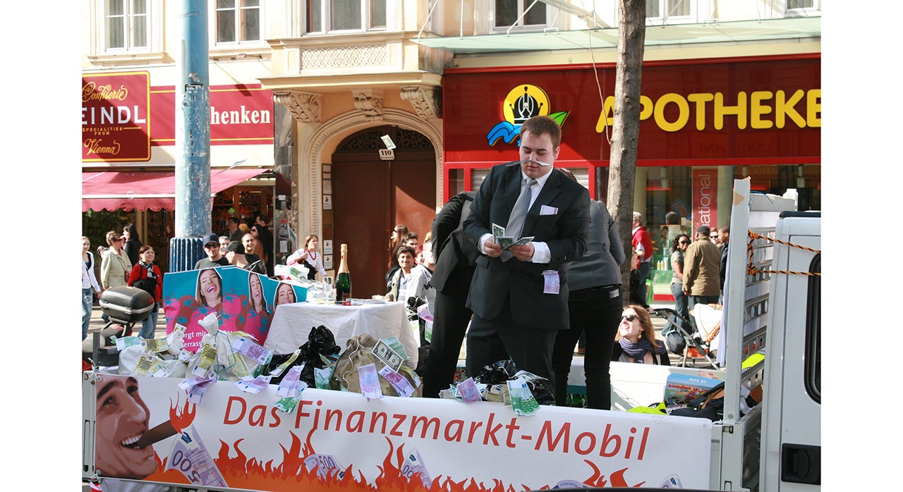 Aktionismus während der Weltwirtschaftskrise Jahr 2009 (Quelle: ÖGB-Bildarchiv)
