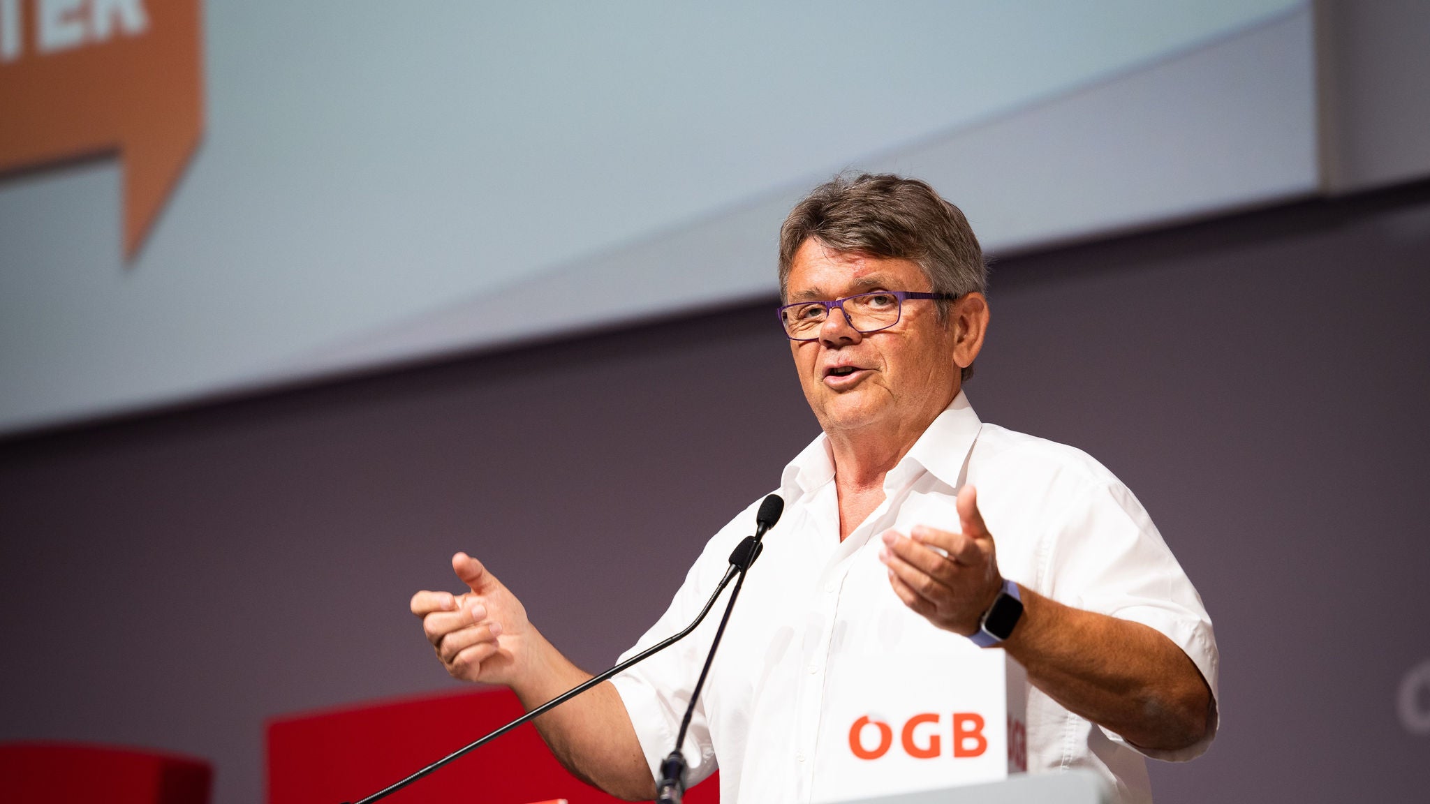 ÖGB-Präsident Wolfgang Katzian bei der BetriebsrätInnenkonferenz „Preise runter“. (2022)