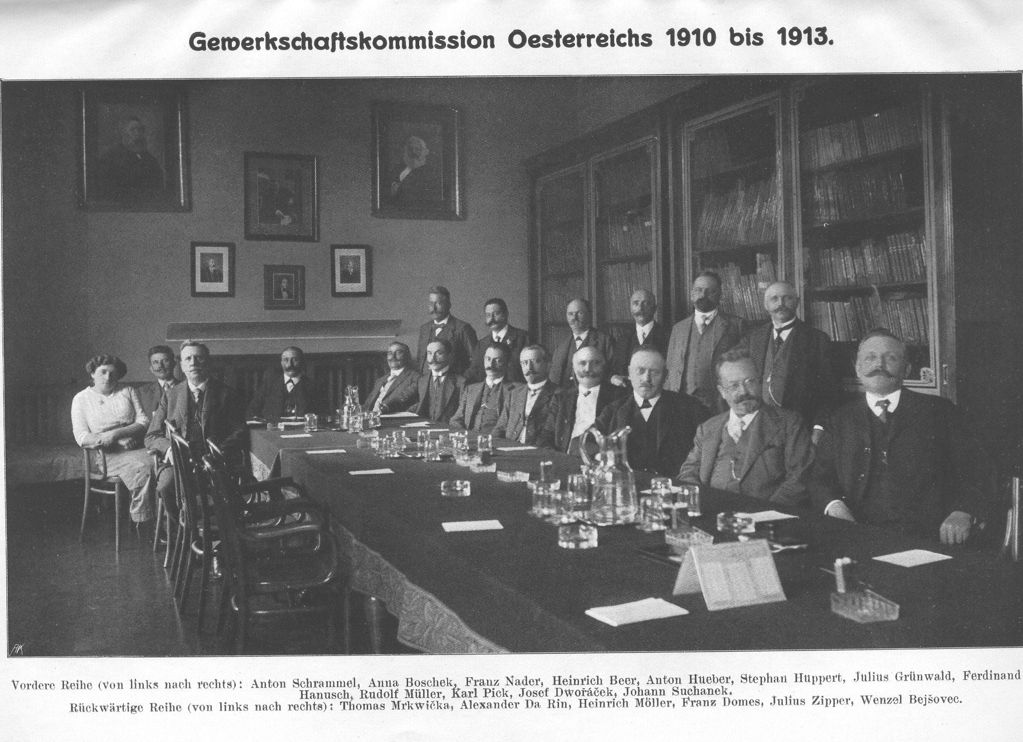 Reichsgewerkschaftskommission 1910-1913, 5. v. r. sitzend Ferdinand Hanusch 