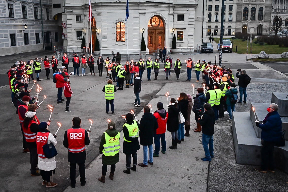 Österreichweite Aktion „Feuer und Flamme für Verbesserungen in der Elementarpädagogik“ am 24. Jänner 2022. Hier in Wien.