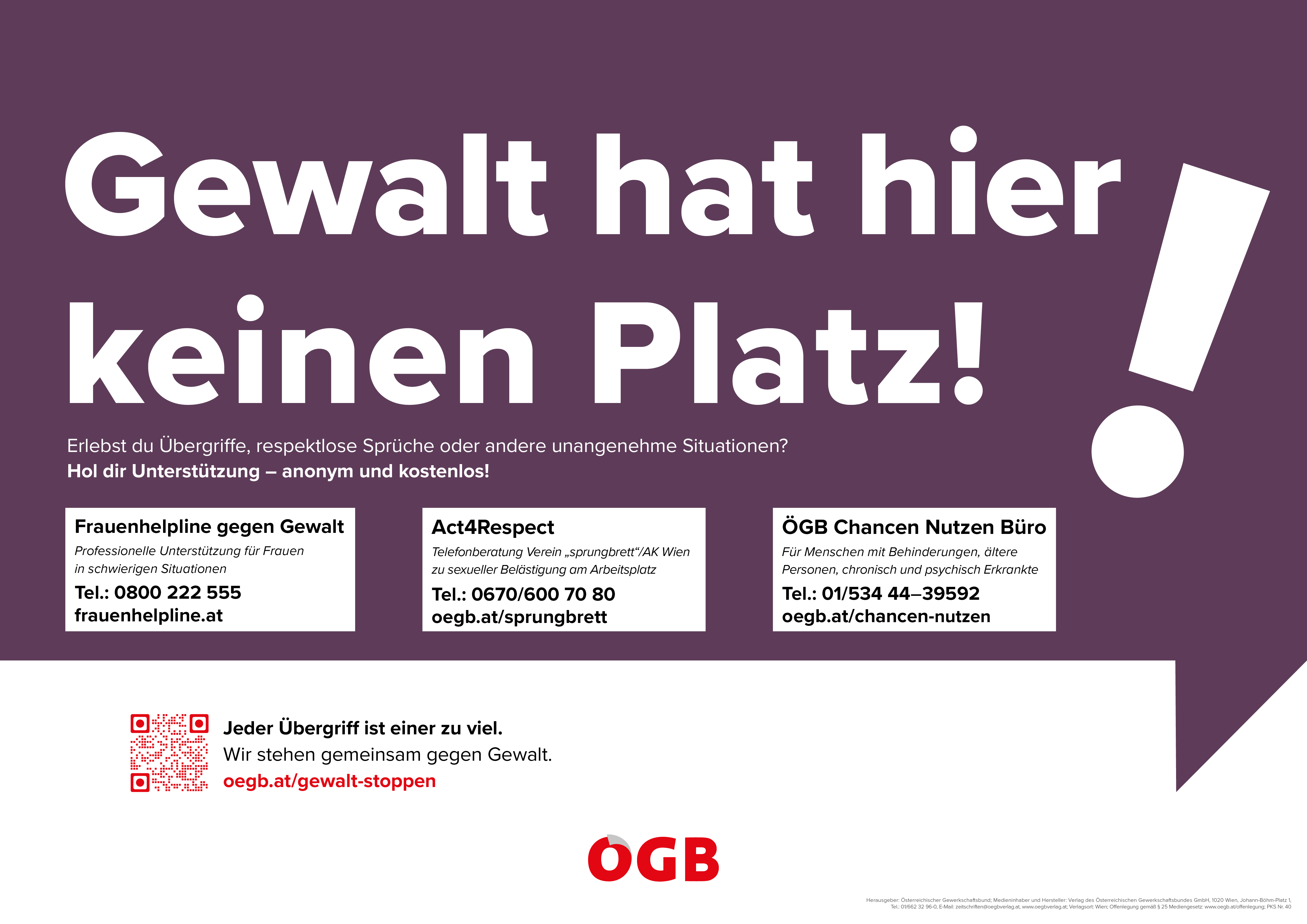 Plakat: Kein Platz für Gewalt