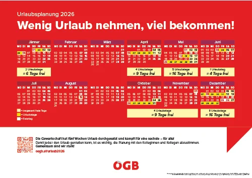 ÖGB-Kalender für maximale Freizeit!