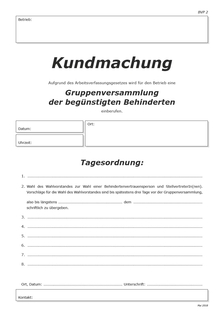 Behindertenvertrauensperson - Formulare gesamt