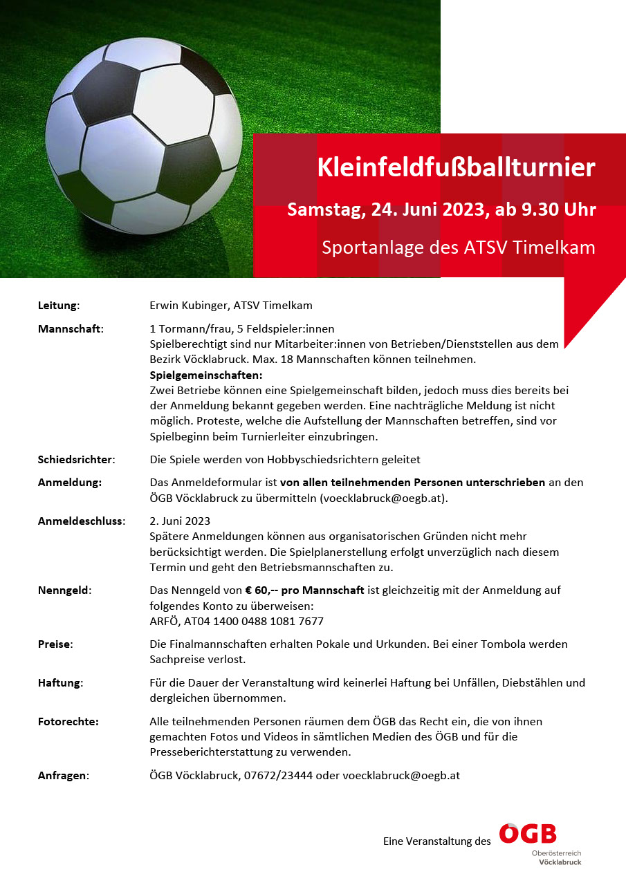 Einladung Kleinfussballturnier