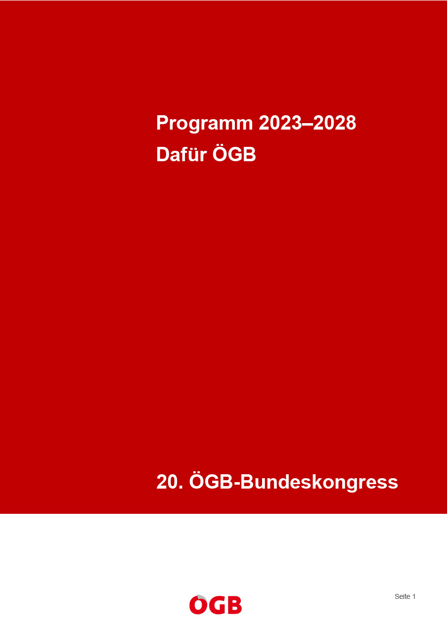 "Dafür ÖGB" Programm 2023 bis 2028