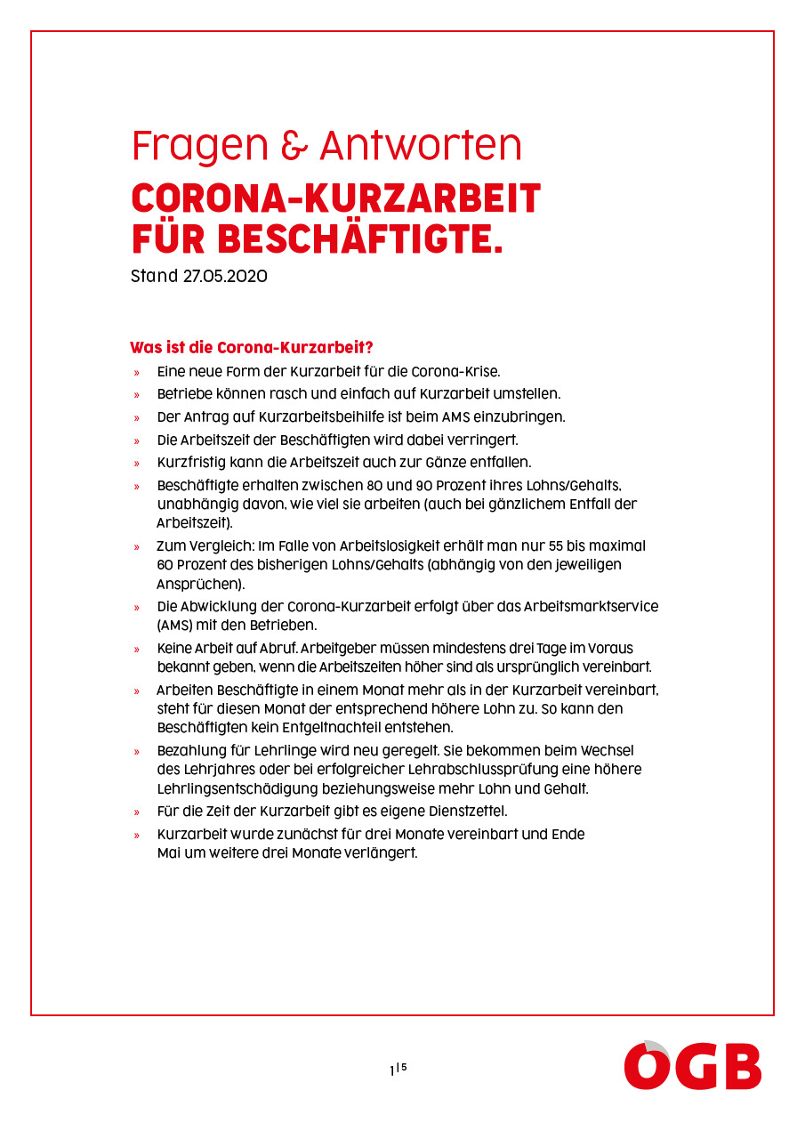 Fragen und Antworten zur Corona Kurzarbeit