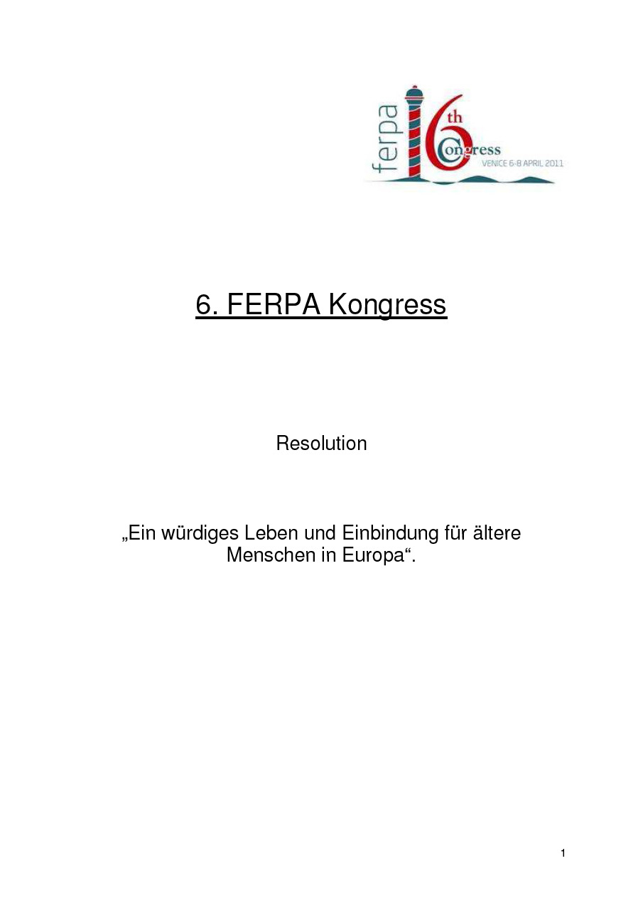 Abschlussdokument FERPA-Kongress 2011