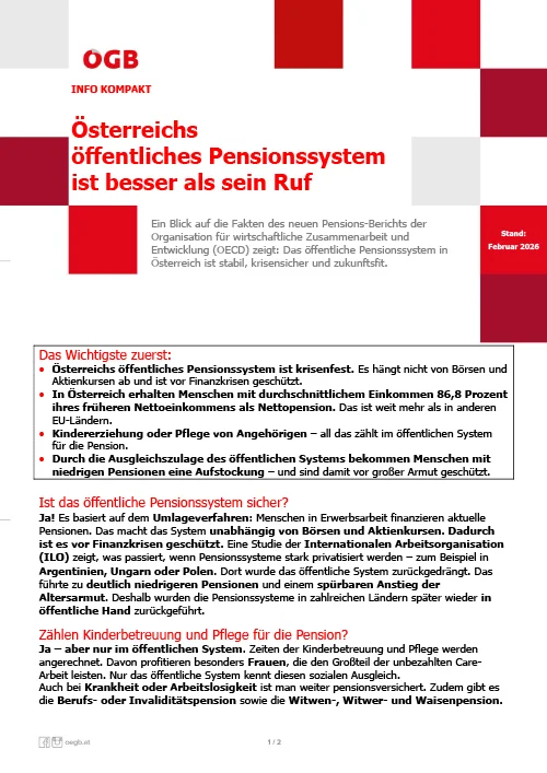 ÖGB Info kompakt: Österreichs öffentliches Pensionssystem