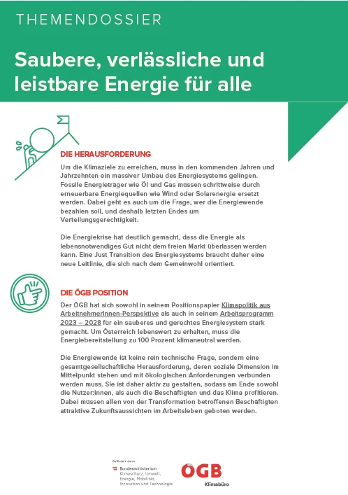Saubere, verlässliche und leistbare Energie für alle