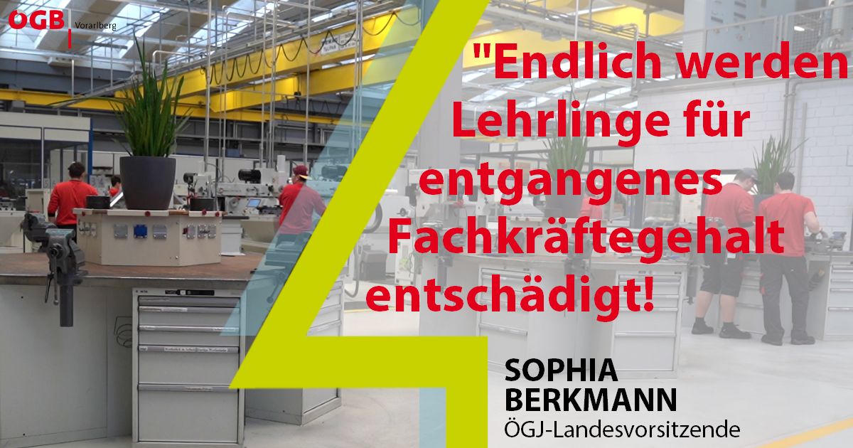 ÖGJ-Landesvorsitzende Sophia Berkmann forderte eine Entschädigung für Lehrlinge, deren Abschluss sich verzögert hat.