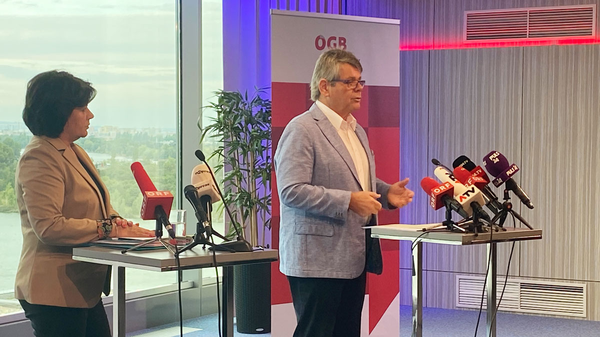 Wolfgang Katzian und Renate Anderl Pressekonferenz Steuerreform 2021