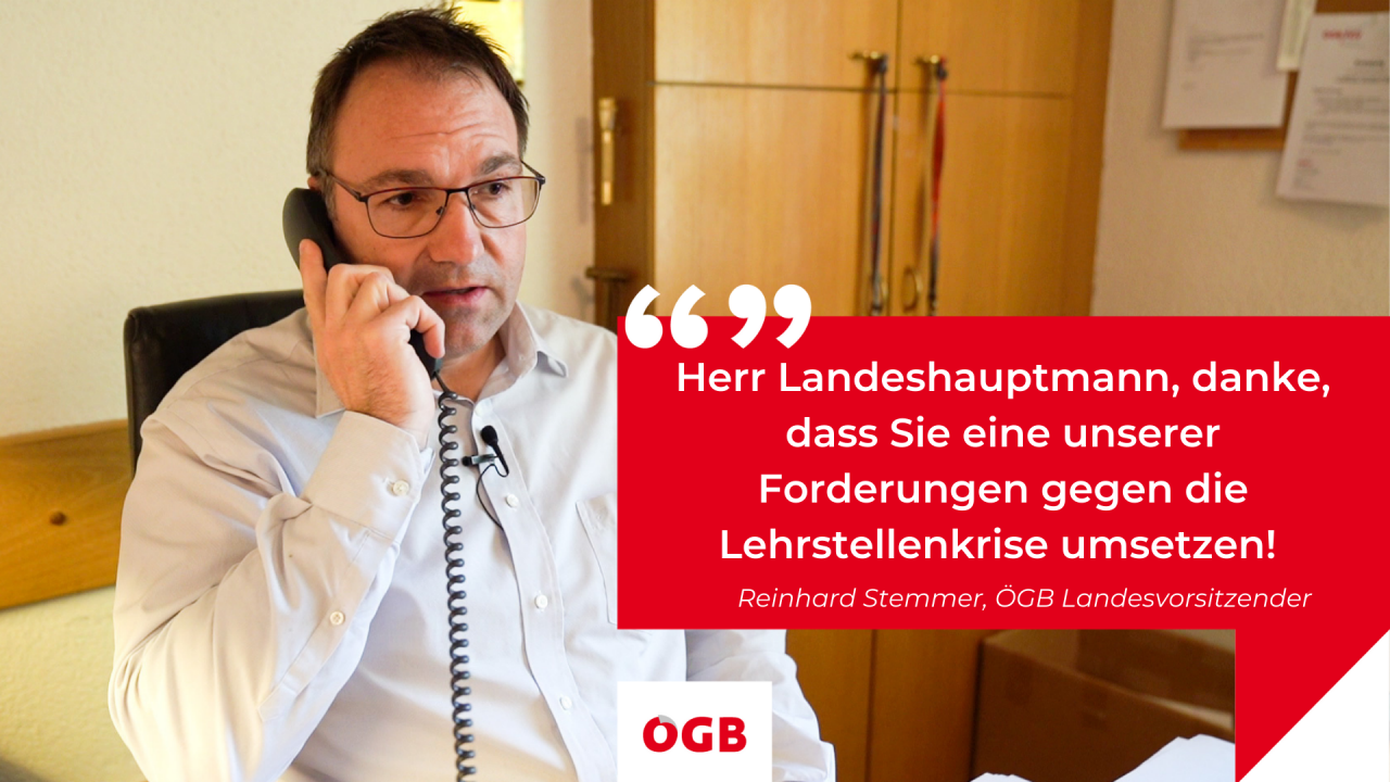 Vorarlberg Bonus ÖGB-Landesvorsitzender Stemmer hat im Frühjahr schon gewarnt, dass eine Lehrstellenkrise droht.
