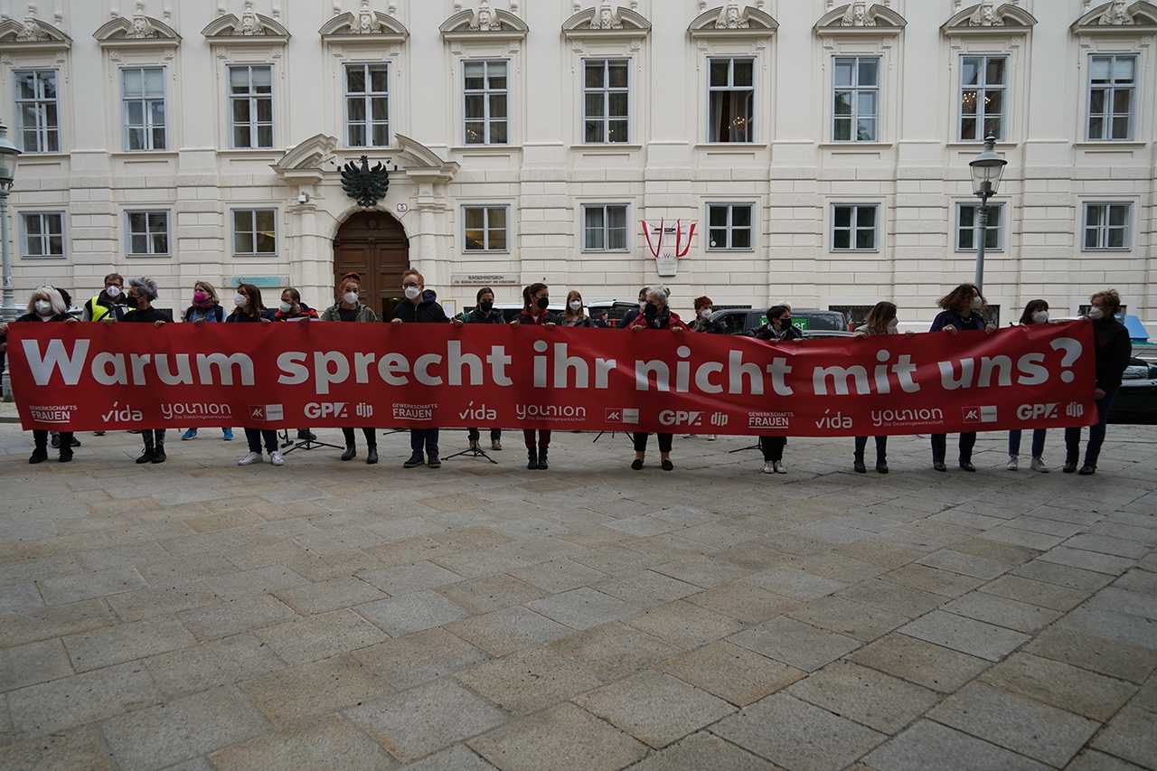 Gewerkschaften demonstrierten für das Mitspracherecht im Beirat für Elementarpädagogik (Jänner/Mai 2021)