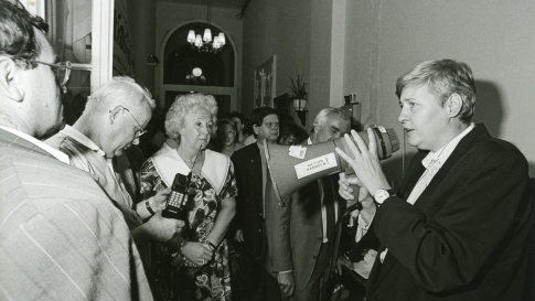 Johanna Dohnal bei der Besetzung des Ministerbüros 1991
